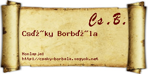 Csáky Borbála névjegykártya
