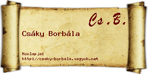 Csáky Borbála névjegykártya